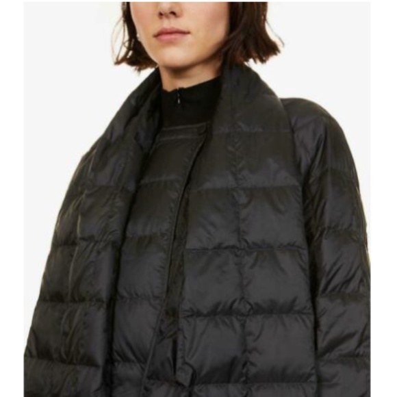 Theory Black Quilted Nylon Detachable Scarf Coat Down Puffer Jacket - Picture 3 of 10